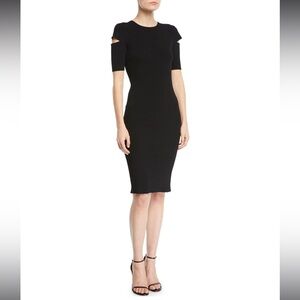 Helmut Lang Slash Short Sleeve Crew Neck Ribbed Jersey Dress